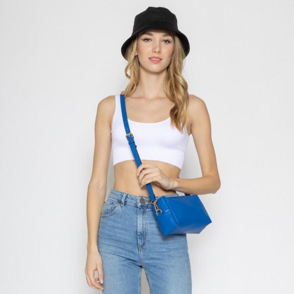 Blue Solid Handbag
